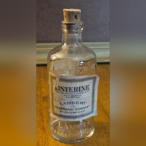 Vintage Listerine Glass Bottle with Cork